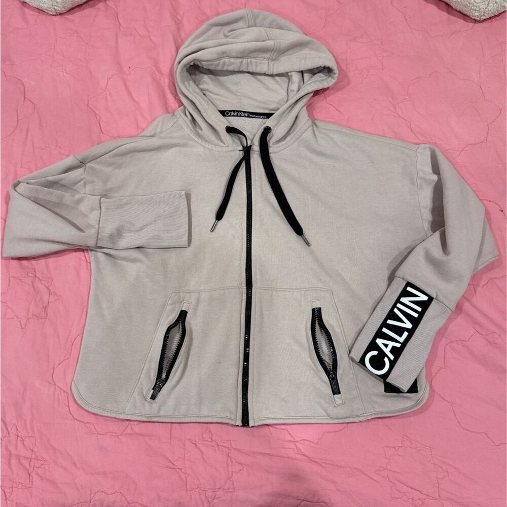 performance Calvin Klein zip up pink hoodie size s/m